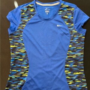 Nike Dri-FIT Blue Patterned Women's Athletic Running Top Size Large
